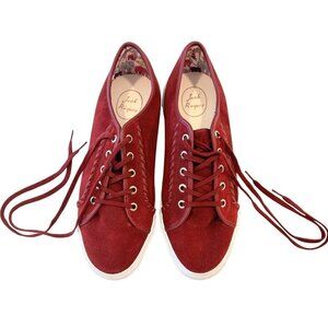 Jack Rogers Carter Suede Burgundy Leather Lace-Up Sneakers EUC Sz 11 MSRP $98